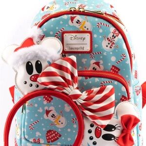 Loungefly Disney Mickey & Minnie Snowman Mini Backpack Headband Set